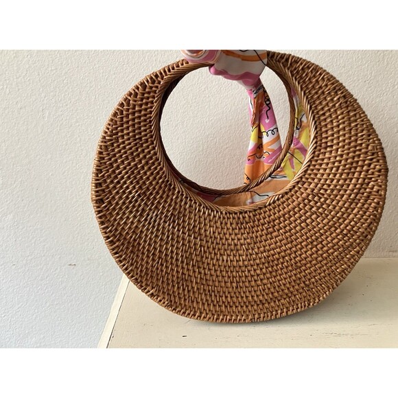 Vera For Anthropologie Sigrid Scarf Clutch Rattan Purse Handbag Pink Scarf - Picture 3 of 16